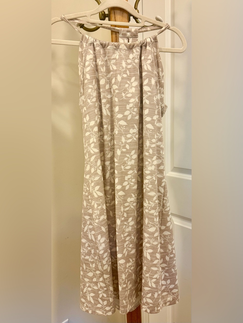 Eddie Bauer Taupe Leaf-Print Maxi Skirt